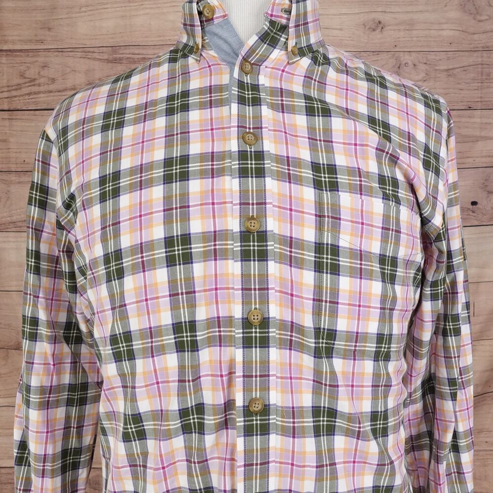 MINE LONG SLEEVE COLORFUL PINK PLAID BUTTON DOWN SHIRT MENS SIZE M‎ MEDIUM